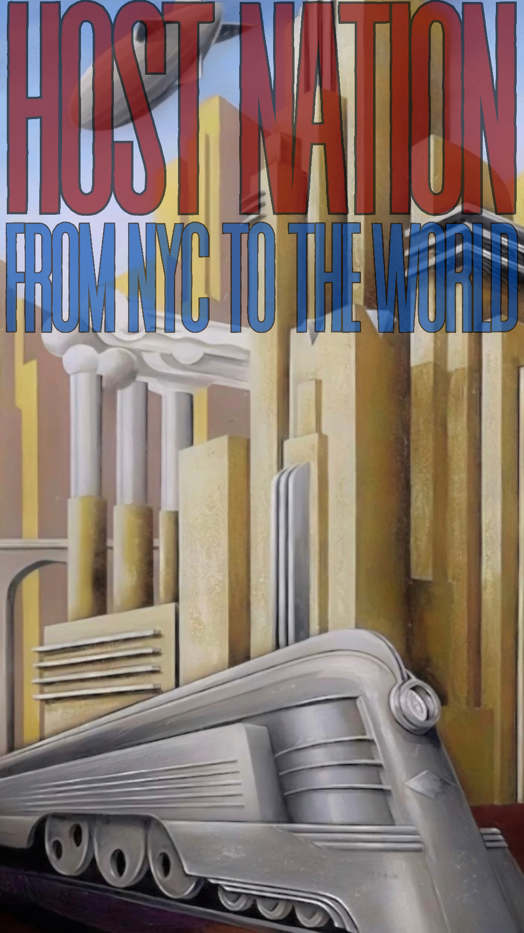Retro city artwork reading Host Nation from NYC to the world.